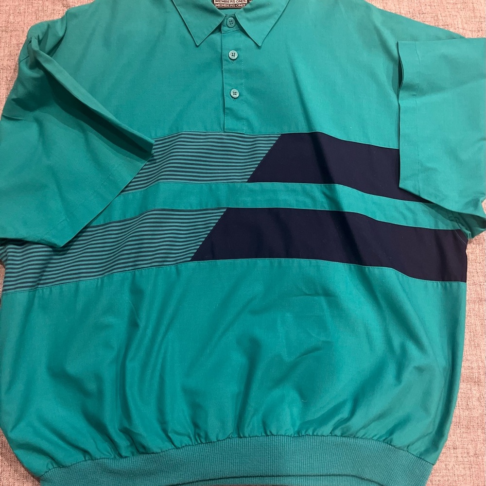 VTG 90s Members Only Teal Pullover Mens Shirt XL Excellent !